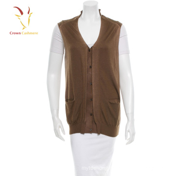 Woollen knitted waistcoat sleeveless cardigan for women